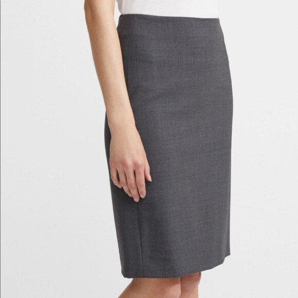 NEW Theory Golda Tailor Pencil Skirt Gray Wool Size 0 - Picture 5 of 9